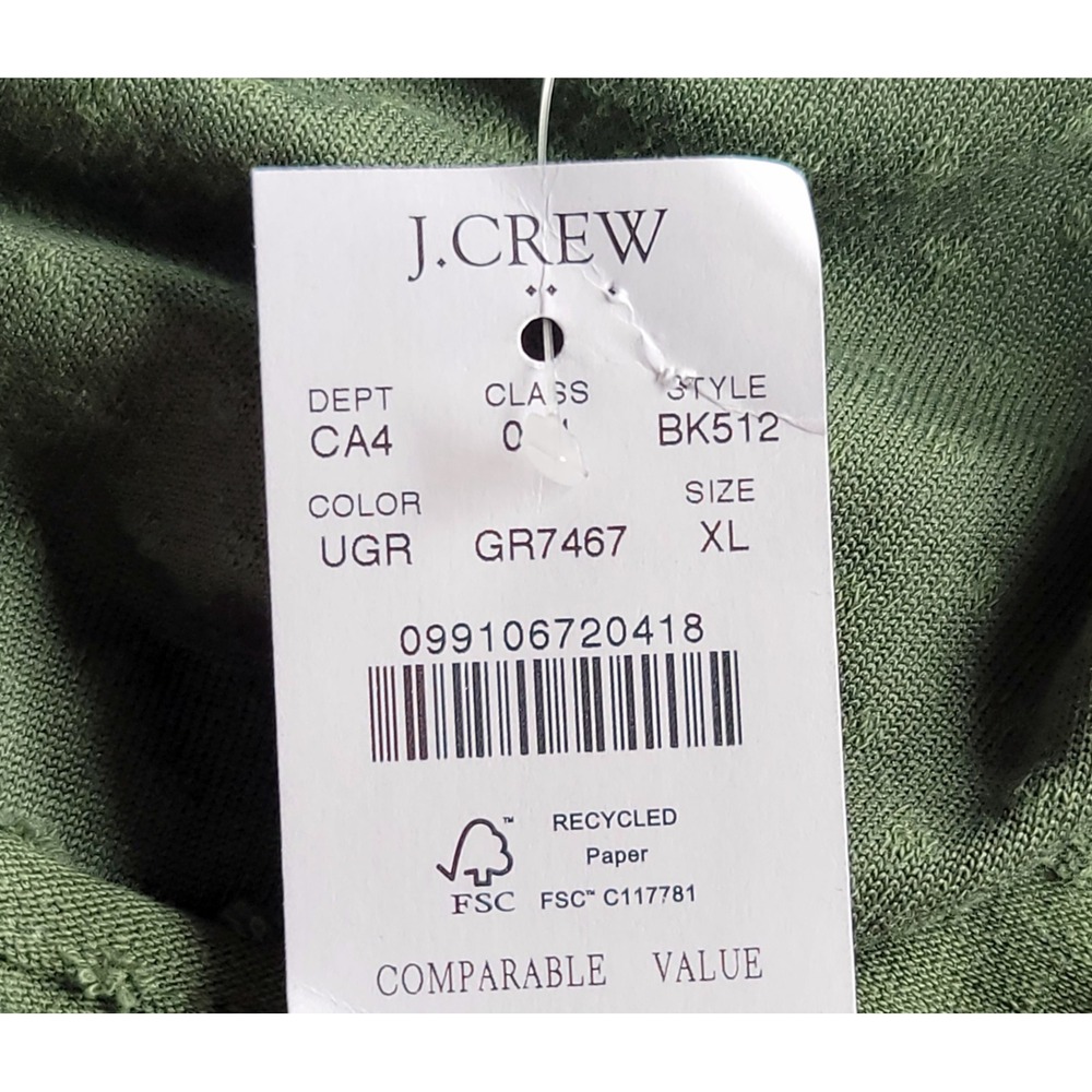 J.CREW Size XL Olive Green Short Sleeve Clip-Dot Tiered Babydoll Dress NWT BK512 - Picture 9 of 9